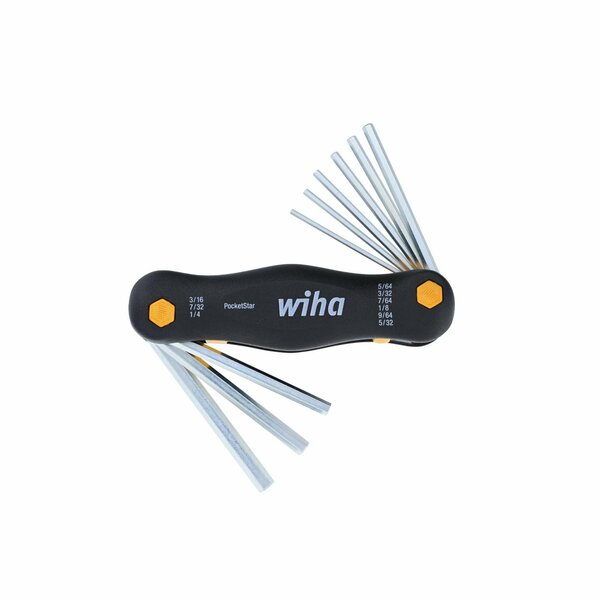 Wiha Inch Pocket Star Fold Up Key Set with Large Ergo Handle, 9-Piece 35197